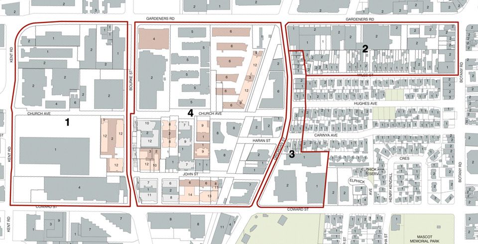 preparation of draft DCP controls to complement Masterplan and urban design study for RFB and mixed use development throughout the Mascot Station Town Centre Precinct